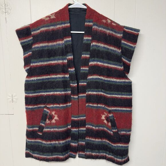 Nepal Tibet Handmade Wool Vest Lined Traditional Design Pocket Unisex Large - Picture 1 of 10